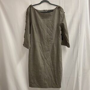 Rachel Roy Signature Button Sleeve Wool Dress Gray Size 10 NWT